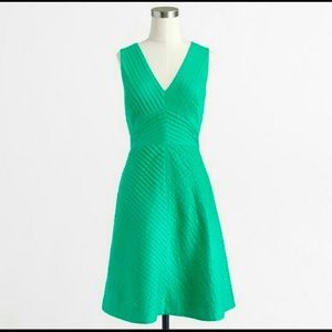 J Crew chevron pleated cotton dress- Green
